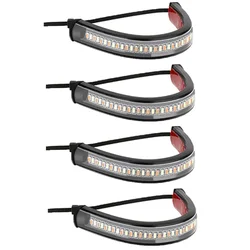 LED Motorcycle Turn Signal & DRL Flasher Lamp - Universal Amber White Strip Light (4pcs)