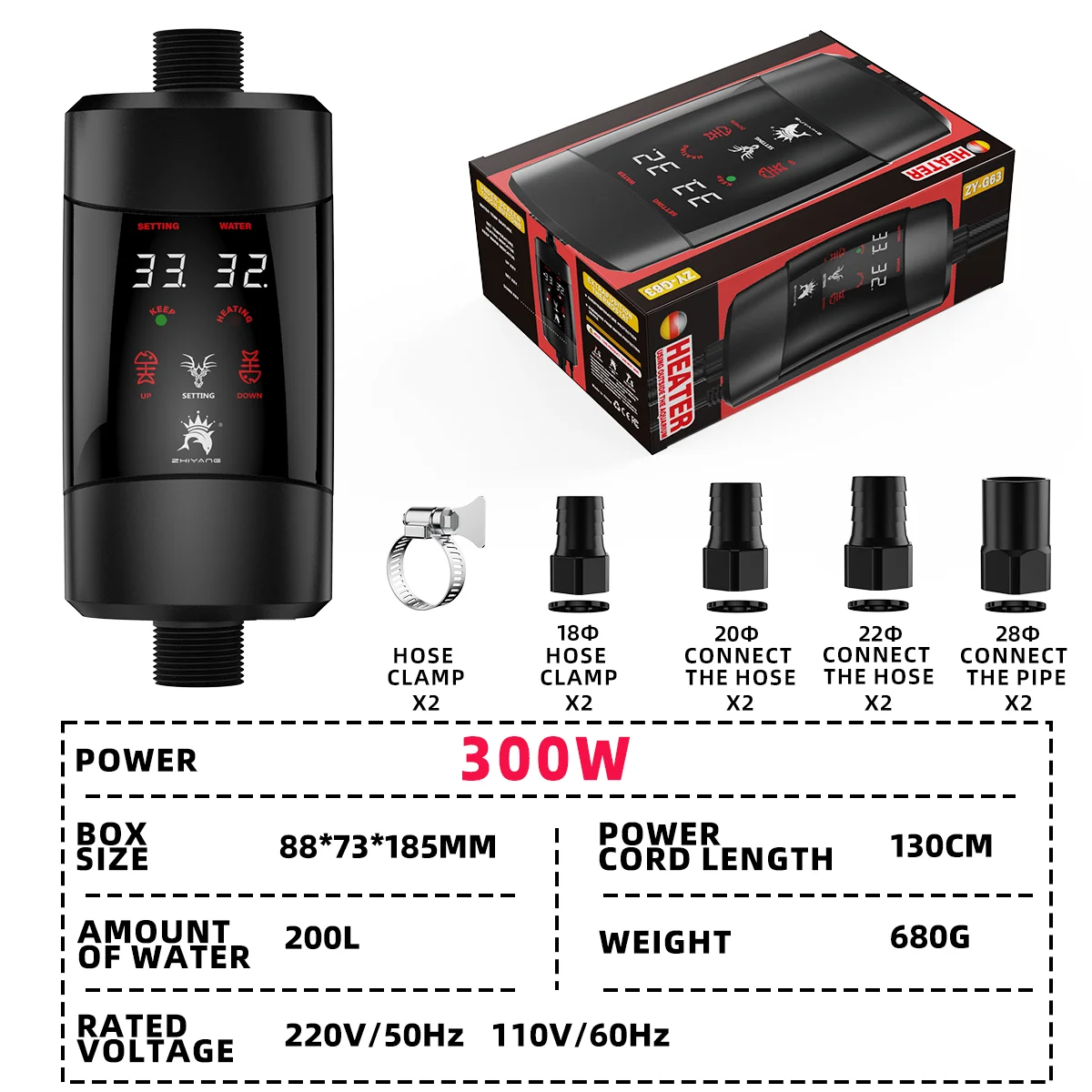 Sunsun Eh-300 Eh-500 110v/220v Aquarium Fish Tank Adjustable