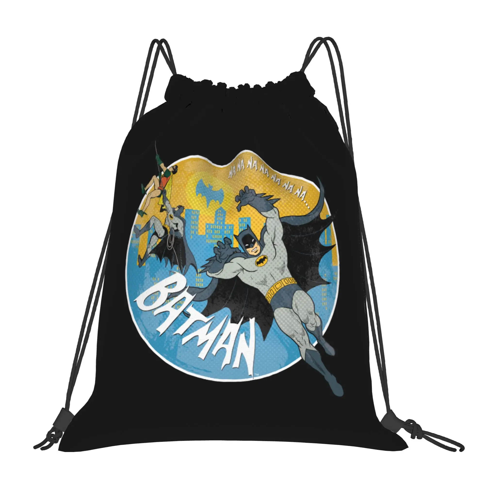 Iconic Batman Logo Drawstring Backpack - Water-Resistant Gym and Travel Sackpack