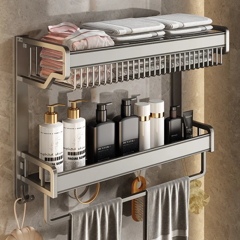 

Towel Rack Bathroom Storage Rack Integrated Punch-Free Wall Hanging Bath Towel Rack