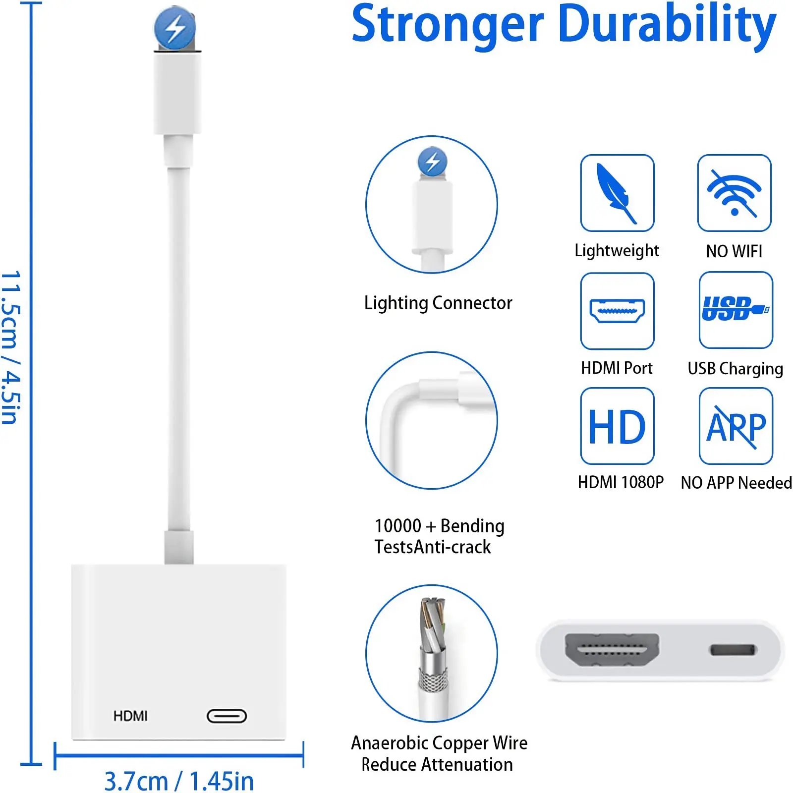 Adaptateur AV pour iPhone vers HDMI, 1080P, port de charge nécessaire,  moniteurs TV - AliExpress