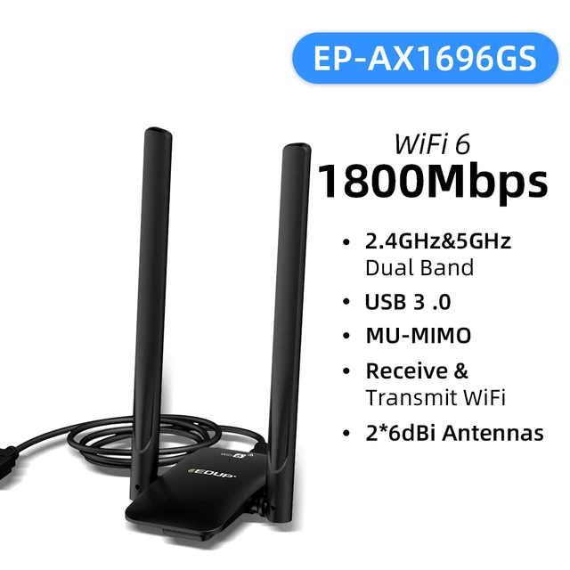 Compre Edup EP-AC1675 1900Mbps USB 3.0 Adaptador Wifi Dual Band 2.4ghz/5ghz  Antena de Receptor WiFi de Largo Alcance Para PC de Escritorio Para  Computadora Portátil en China