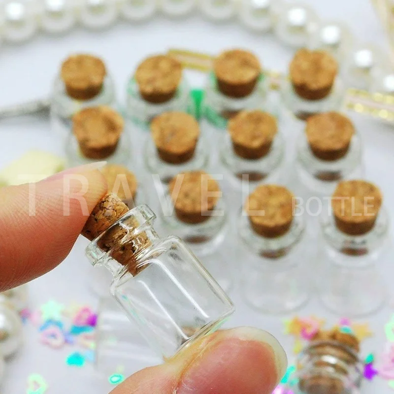 Tanie 30pcs 0.5ml Mini Glass Bottle Small Tiny Clear Cork Jar