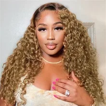 

Deep Wave Bundles With Closure 3/4Pcs Brazilian Ombre Hair Weave Bundles With Closure Non-Remy Hair Extensions GOODHAIR