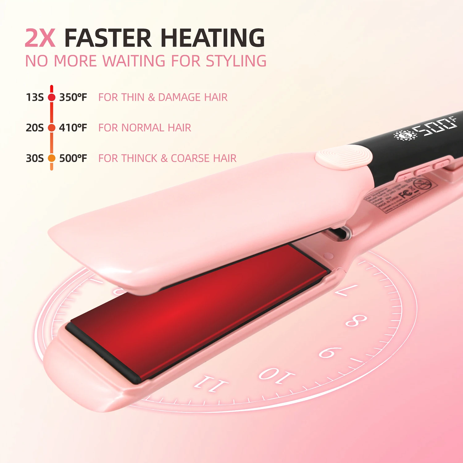 500F Plasma Hair Straightener Curler Professional Ceramic Coating Plate Hair Flat Irons Salon Styling Tool Smooth Frizz 110-240V 2