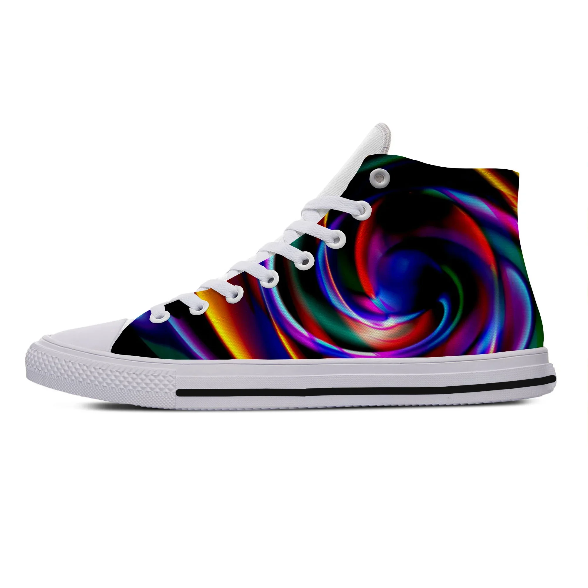 Hot Colorful Vortex Tie Dye Swirl Abstract Rainbow Fashion High Top Canvas Shoes Men Women Casual Classic Sneakers Board Shoes