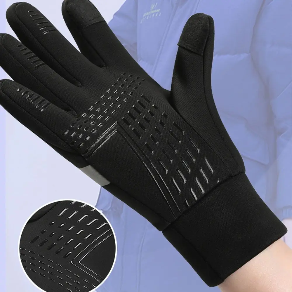 Non-slip Kids Warm Cycling Gloves Full-finger Reflect Bicycle Sports Mittens Touch Screen Cold Wingproof