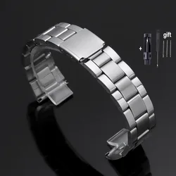 Luxury Stainless Steel Metal Bracelet for Men - Business Style Universal Watch Band (Silver)
