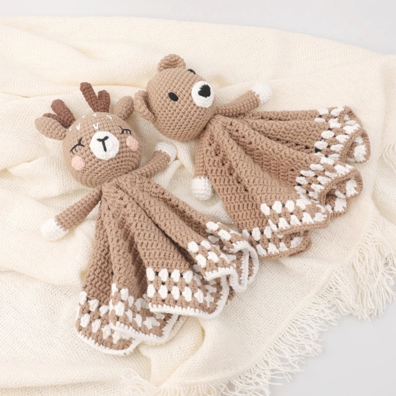 Crochet Cotton Baby Towel kawaii Knitted Bear Doll Newborns Security Comforters Blanket Baby Boy Girl Face Towel Soothing