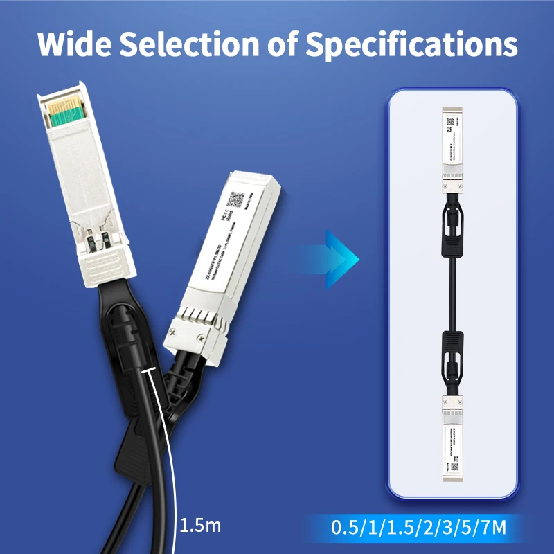 HORACO 10G SFP+ DAC Twinax Cable Direct Attach Copper Passive AWG 24/30 Compatible with Cisco MikroTik Netgear Zyxel Switch