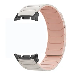 Magnetic Silicone Loop Strap Replacement Bracelet - Premium Watch Accessory - Galaxy Ultra 47mm (Starlight pink black)