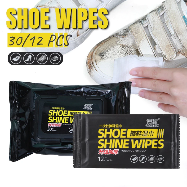 Shoe Cleaner 12/30PCS Sneaker Cleaning Wipes Portable Disposable Quick Cleaning Wet Wipes White Shoes