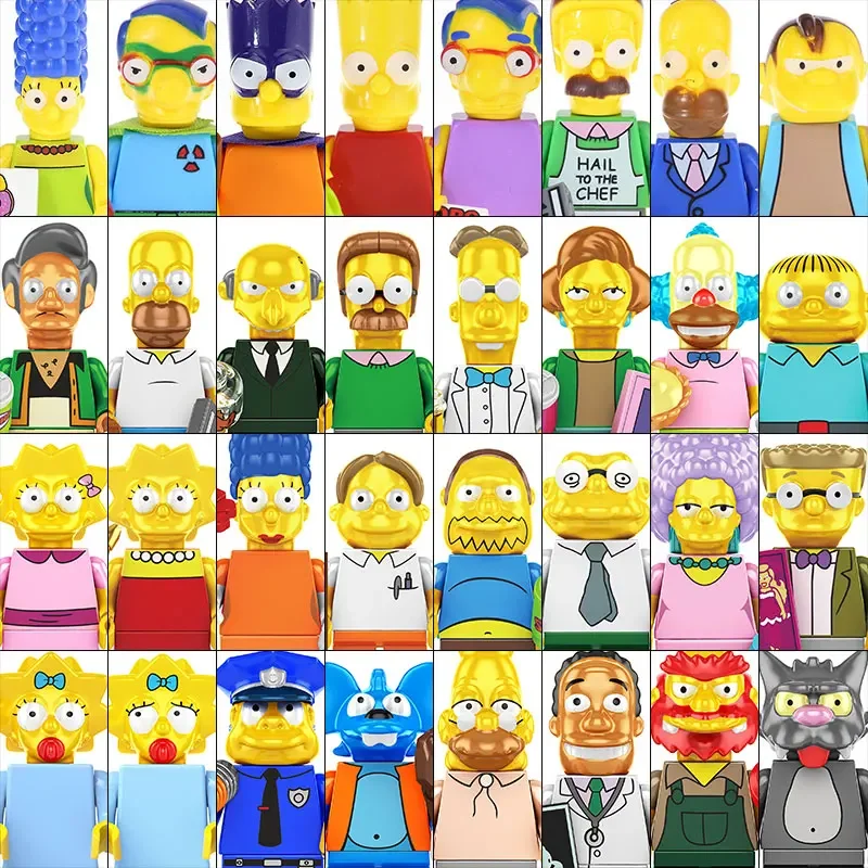 

The Simpsons Building Blocks Homer Jay Marge Bart Lisa Maggie Abe Mona Mini Action Figure Accessories Christmas Gift for Kids