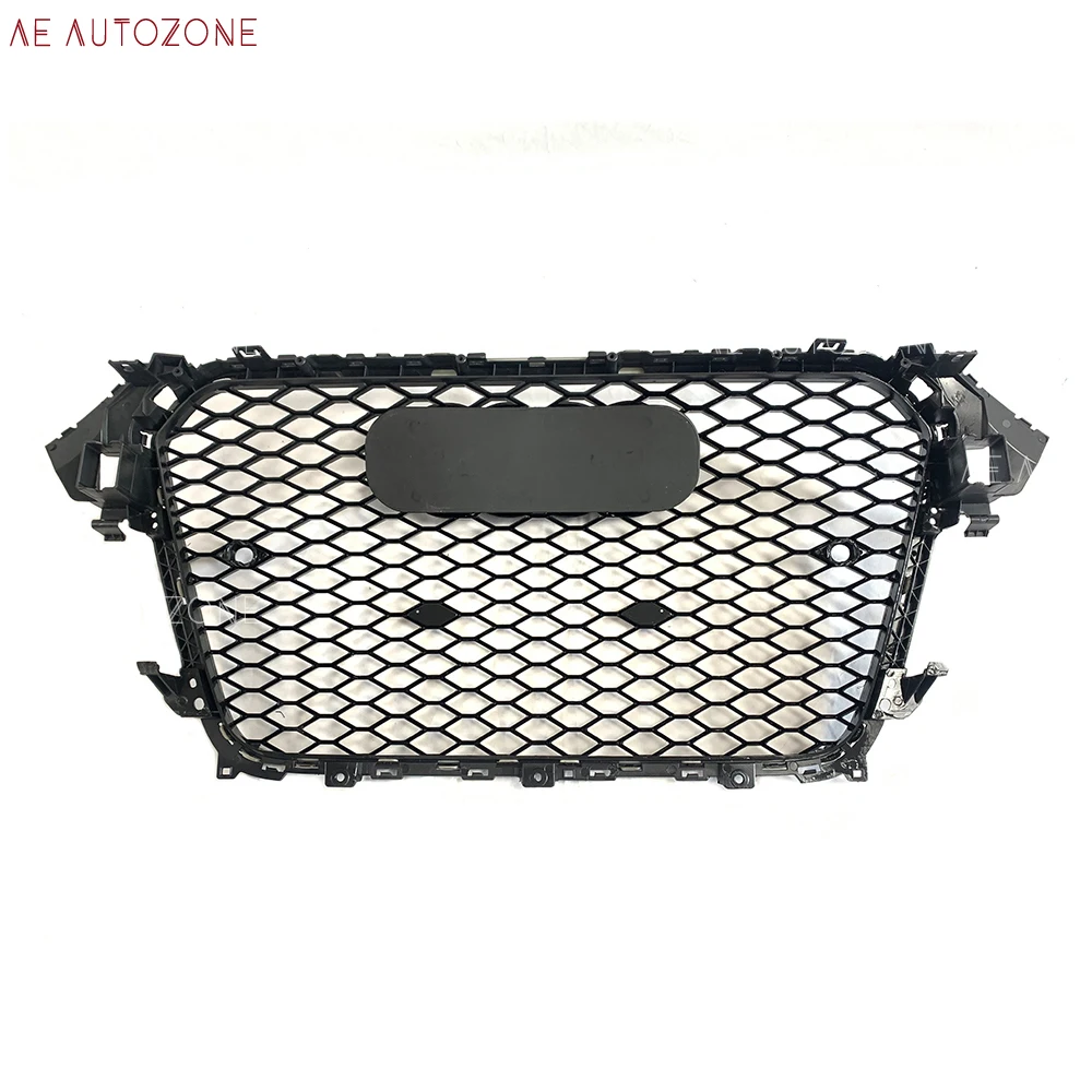 아우디 A4 B8.5 2013 2014 2015용 RS4 스타일 글로스 블랙 허니콤 프론트 후드 그릴, 메쉬 프론트 범퍼 그릴, 프리미엄 자동차 액세서리