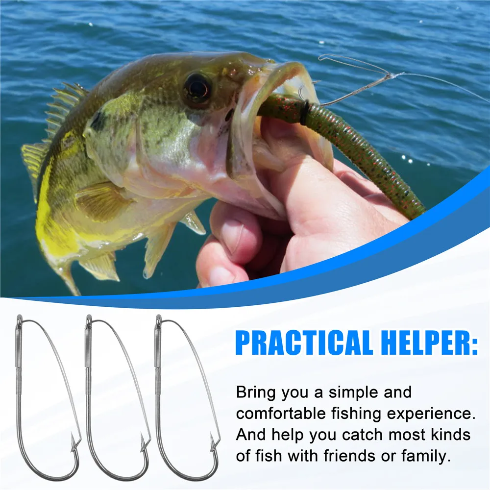 30 Stück Weedless Wacky Rig Haken Bass High Carbon Steel Angelhaken Lange Neko Haken Anti-Hängen für Wacky Rigging Wurm Köder – Detail 8