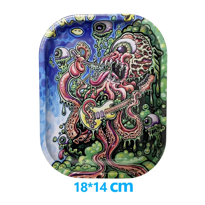 18*14cm Metal Tobacco Rolling Tray Cigarette Smoking Accessories Dish Tin Storage Plate Small Roller Container 2