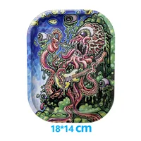 18*14cm Metal Tobacco Rolling Tray Cigarette Smoking Accessories Dish Tin Storage Plate Small Roller Container 2