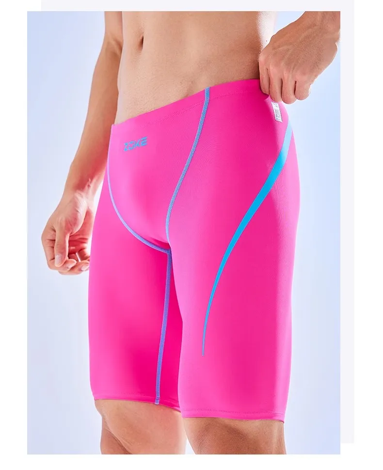 Men Swimming Trunks Competition Jammer Strong Chlorine Resistance Professional Training Upgrade Lycra Fabric Swimwear