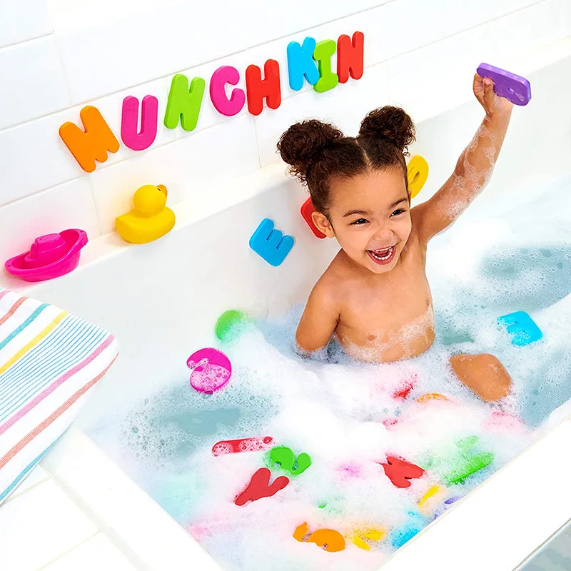 Cute Children Kids Alphanumeric Bath Sticker Early Educational Toys Shower Toy 