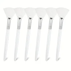Set of Soft Fan Shape Facial Mask Applicator Brushes - Portable Cosmetic Tool for Smooth Face Mask Application (White - 6pcs)