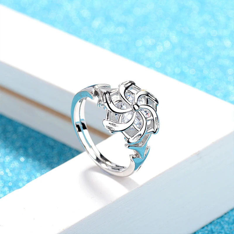 

2023 New Fashion Silver Color Wedding Ring For Women Men The Galadriel Nenya Windmill Shape Jewelry Christmas Friends Gift