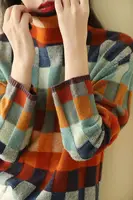 Pull d'hiver à col roulé pour femme, pull à manches longues, pulls féminins, géométrie Y2K, tout match, mode coréenne 5