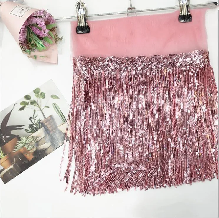 3Yard/Lot Colorful Sequin Tassel Lace Trim Ribbon Fringe 20CM DIY Handmade Dance Performance Clothing Wedding Decoration