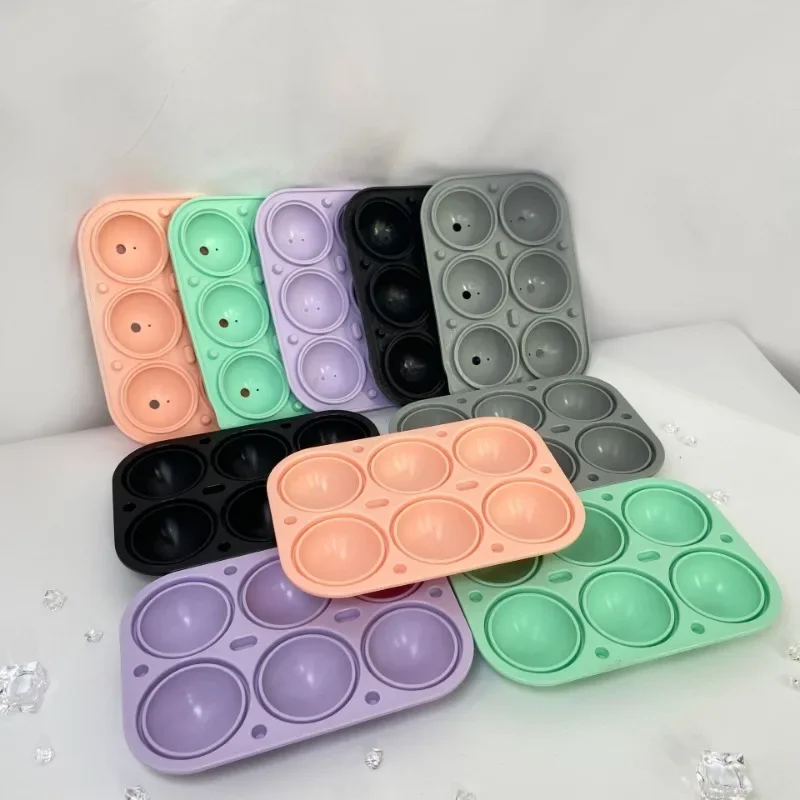 6 Cavitie Circular Ice Hockey Mold Silicone Ice Cube Mold DIY Ball Round Jelly Making Mould for Cocktail Whiskey Drink Molde ice mold