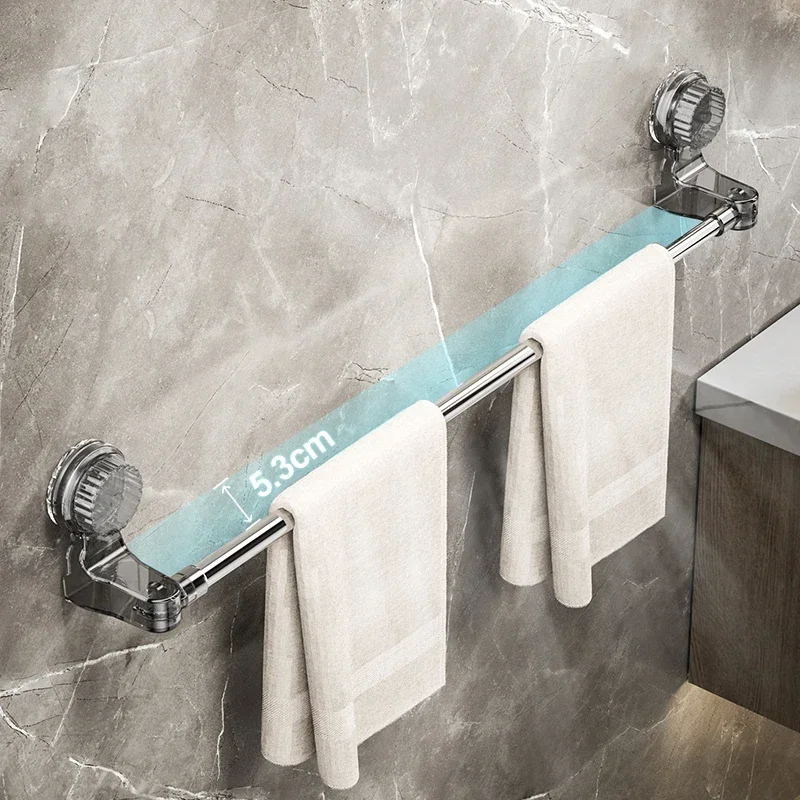 Suction cup towel rack towel bar toilet vacuum suction cup bathroom seamless non-perforated single rod retractable no-drill shoe rack