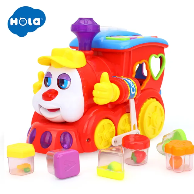 HOLA Baby Toys 12-18 Months Musical Train Early Education Learning Toy with Fruit Block/Music/Light/ for Boy and Girl 1