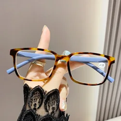 Trendy Anti - Blue Light Multifocal Glasses with Colorful Frames - +300 (Leopard)