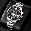 4pcs/1pcs fashionable men's quartz watch - stainless steel strap, round zinc alloy case, electronic sports 3