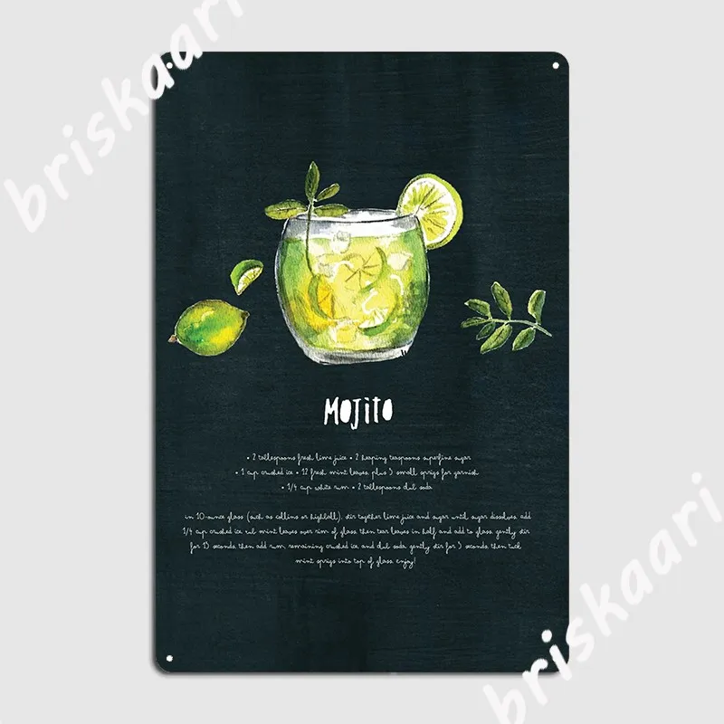 

Mojito коктейльный напиток металлический фон для декора стены пещера оловянный знак плакаты