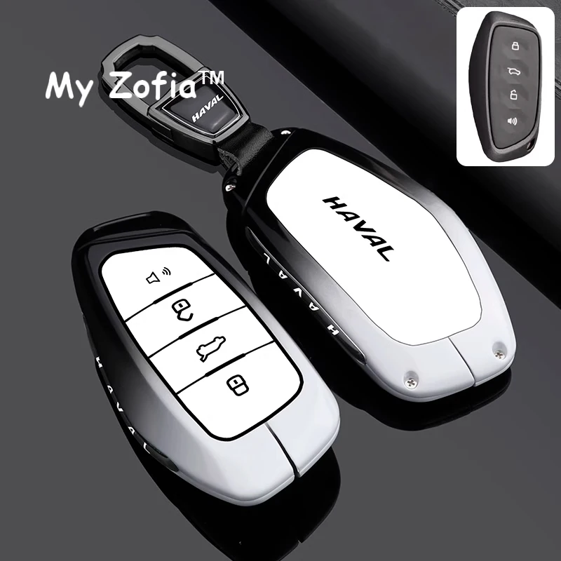 Zinc Alloy Car Remote Key Full Cover Protective Case with Keychain - Premium Accessory