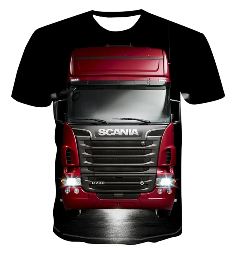 

Hot selling heavy truck three-dimensional car fashion men's and women's T-shirt 3Dprinting Harajuku O-neck top oversized T-shirt