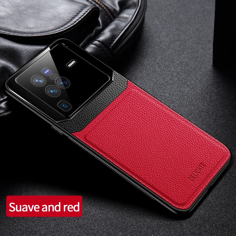 KEYSION Fashion Shockproof Case für VIVO X80 Pro 5G PU-Leder Spiegelglas Weiche Silikon-Telefonrückseite für IQOO 9 Pr_voghion.com