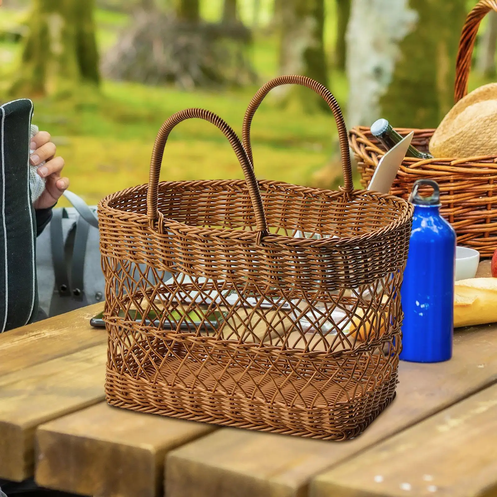 

Плетеная вручную корзина с ручками корзина для покупок Многофункциональная Корзина для сбора