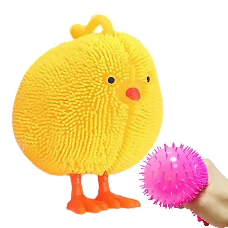 

Novelty LED Flashing Cute Chickens Puffer Vent Ball Squeeze Anxiety Relief Reaction Kids Toy Children Adults Gifts