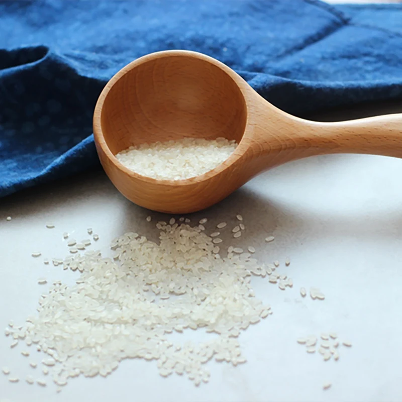 Wood Scoop Japanese-style Short Handle Rice Scoop Kitchen Water Wooden Spoon Bath Sauna Wooden Bucket Spoon