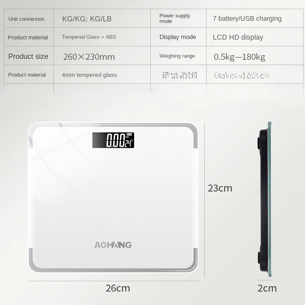 Bluetooth Body Fat Scale Intelligent Accurate Weight Measurement Body Fat Scale Rechargeable Simple Electronic