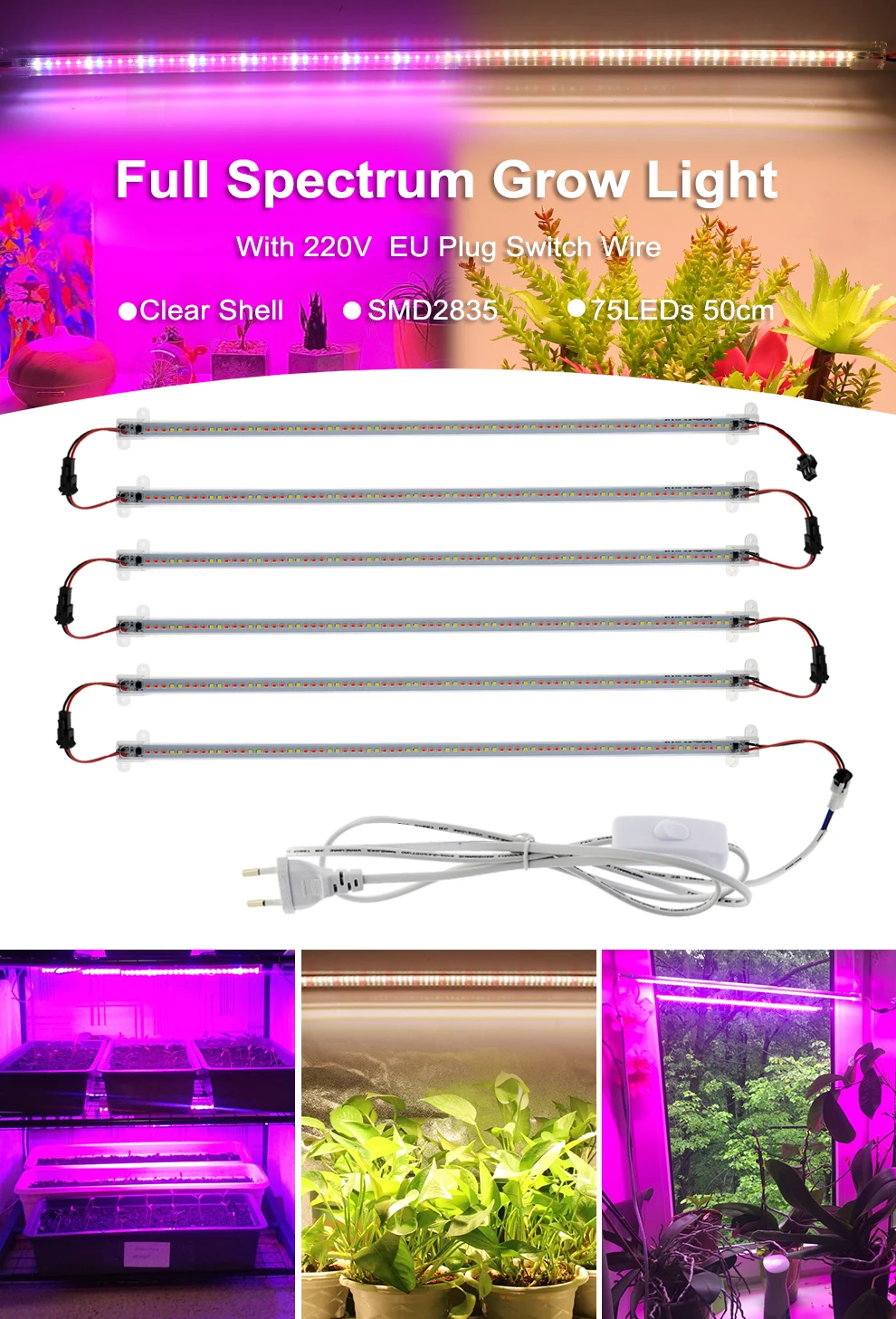 AC220V LED Grow Light 75leds LED Plant Light Bar