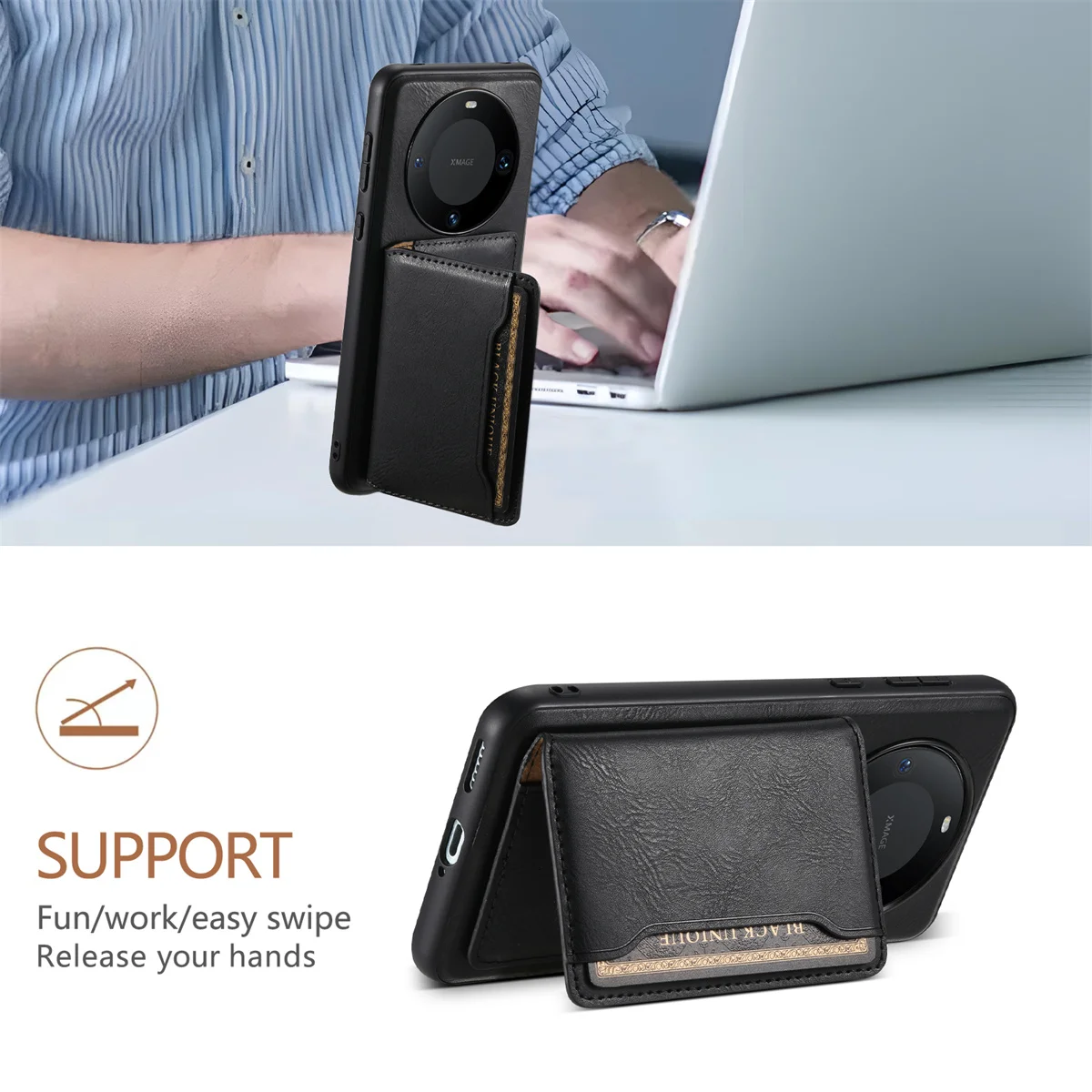 Denior Luxury 2 in 1 Detachable Card Bag Wallet Case for Huawei Mate 60 Mate 60 Pro Mate 60 Pro+ Premium PU Leather Phone Cover