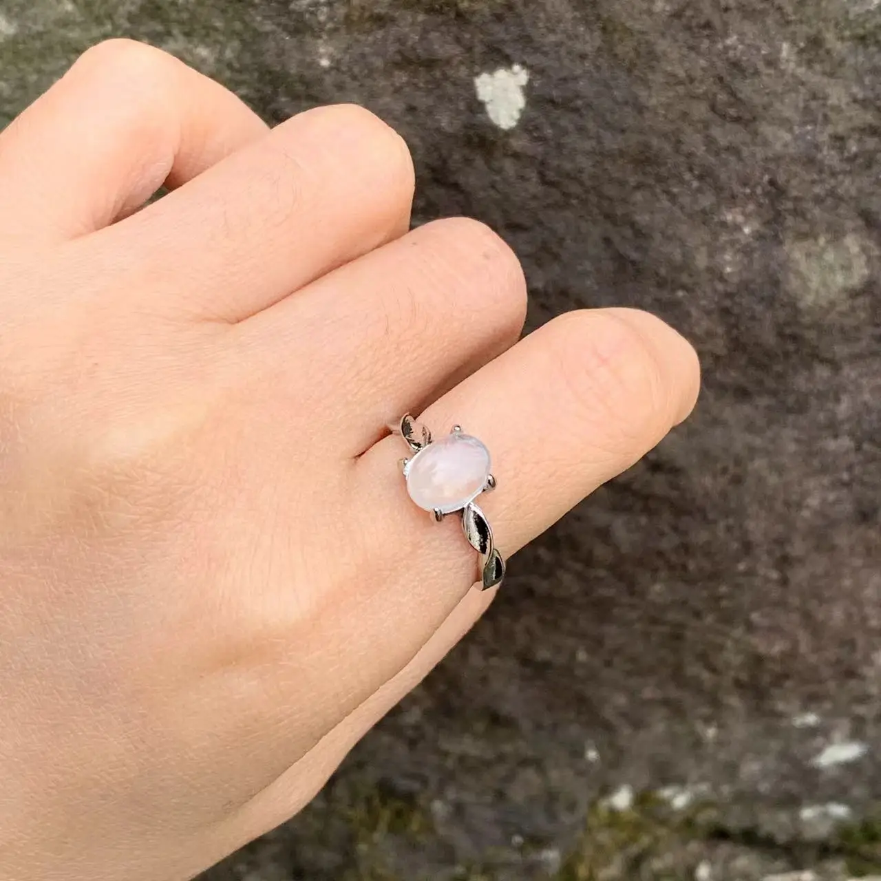 Natural Blue Needle Rutilated Quartz Ring Stone Female Angel Feather Rutilated Rings Jewelry for Women Gift