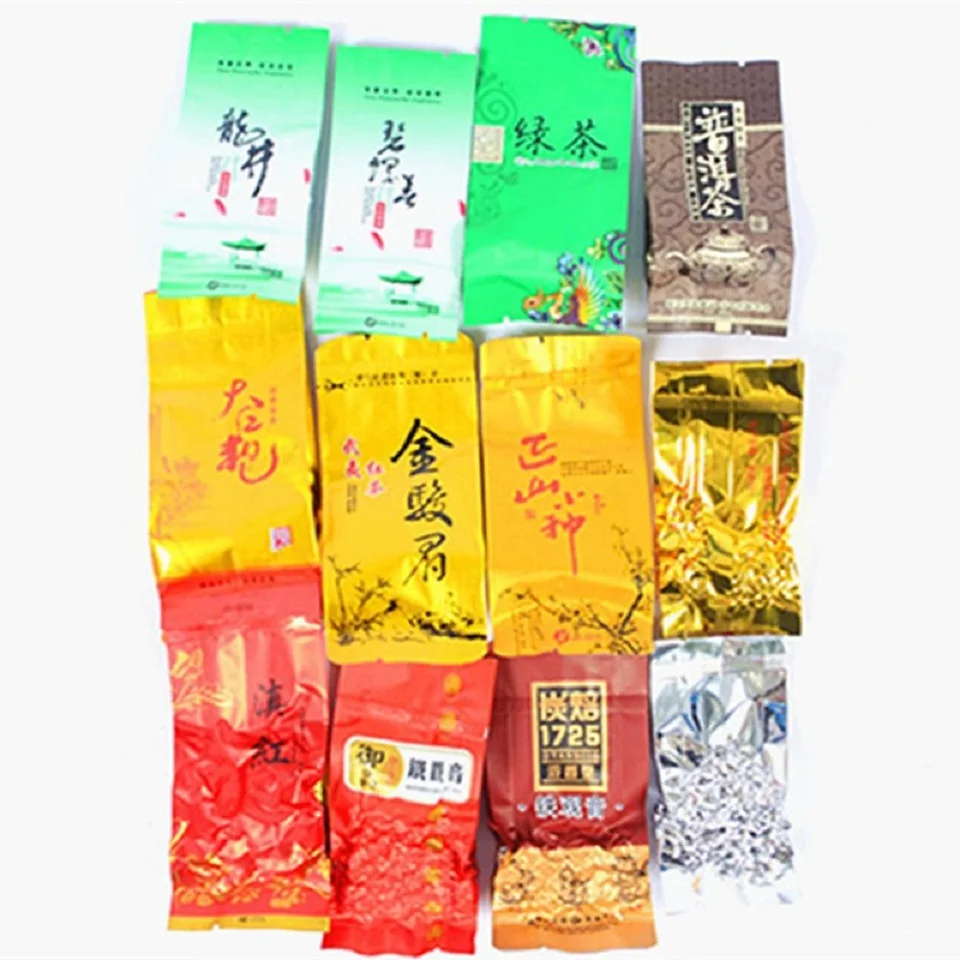 28 Different Tea Package Bags Including Oolong Pu-erh Green Tea Flower Gift 250g Chinese Vacuum Plastic package Bags tea package bags