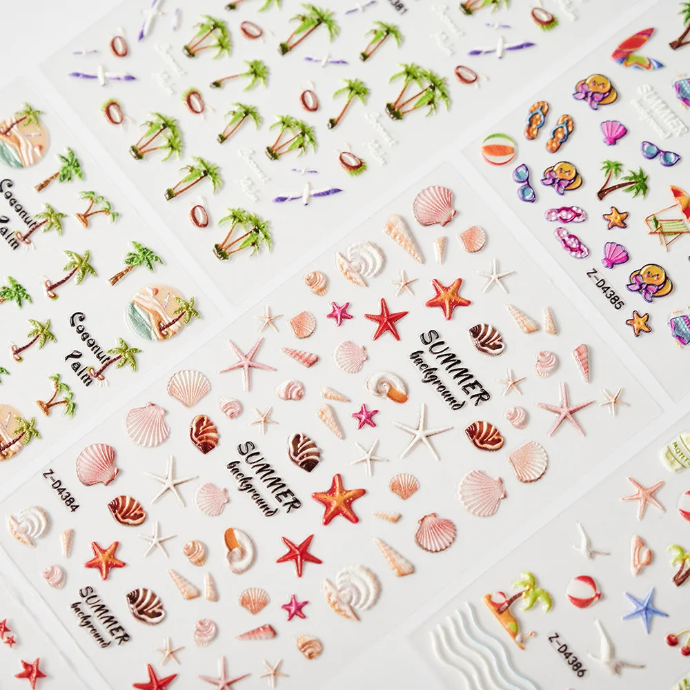 

Ocean Series Summer Nail Art Sticker Shell Design Adhesive Nail Art Sticker Decal Manicure Nail Art Decoration Fruit Palm Slider