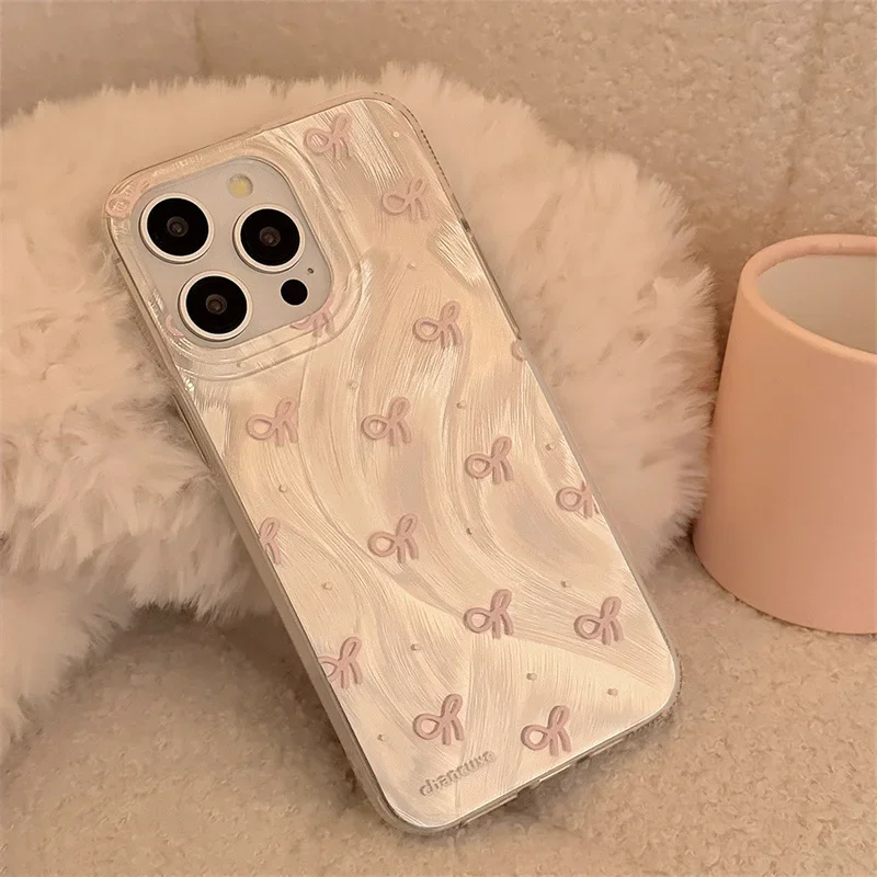 Korean Mini Bow Knot Laser Silver Phone Case