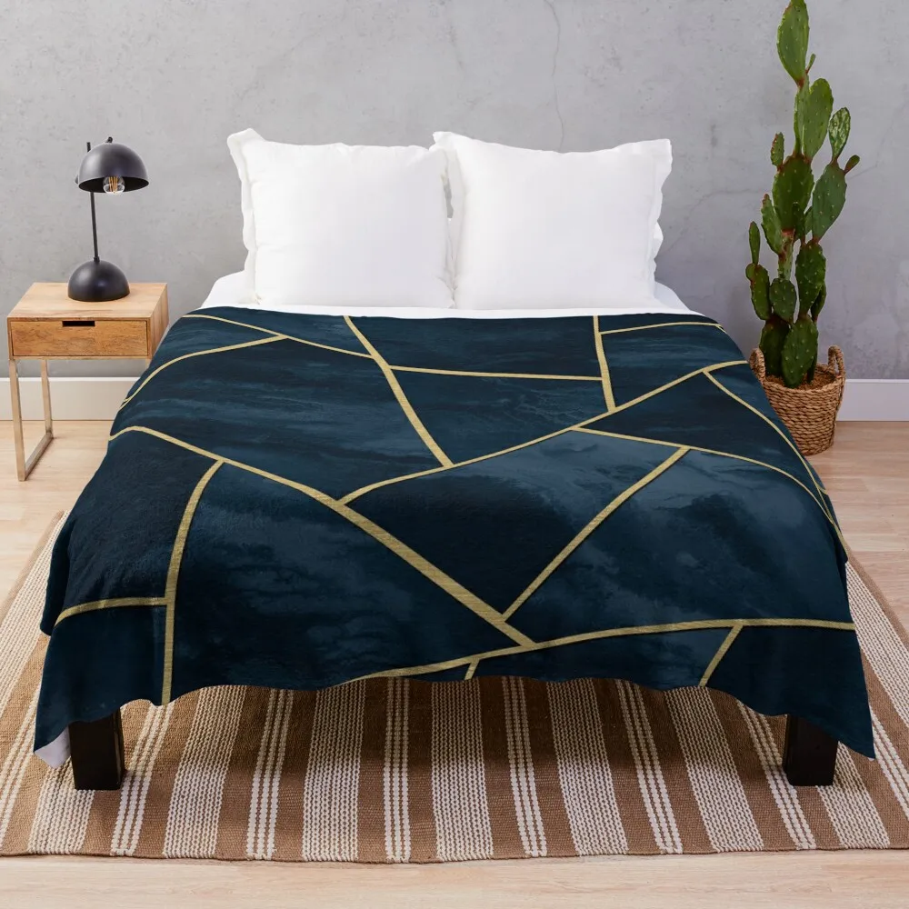 

Dark Midnight Navy Blue Gold Geometric Glam #1 #geo #decor #art Throw Blanket Luxury St Weighted blankets ands fluffy Blankets