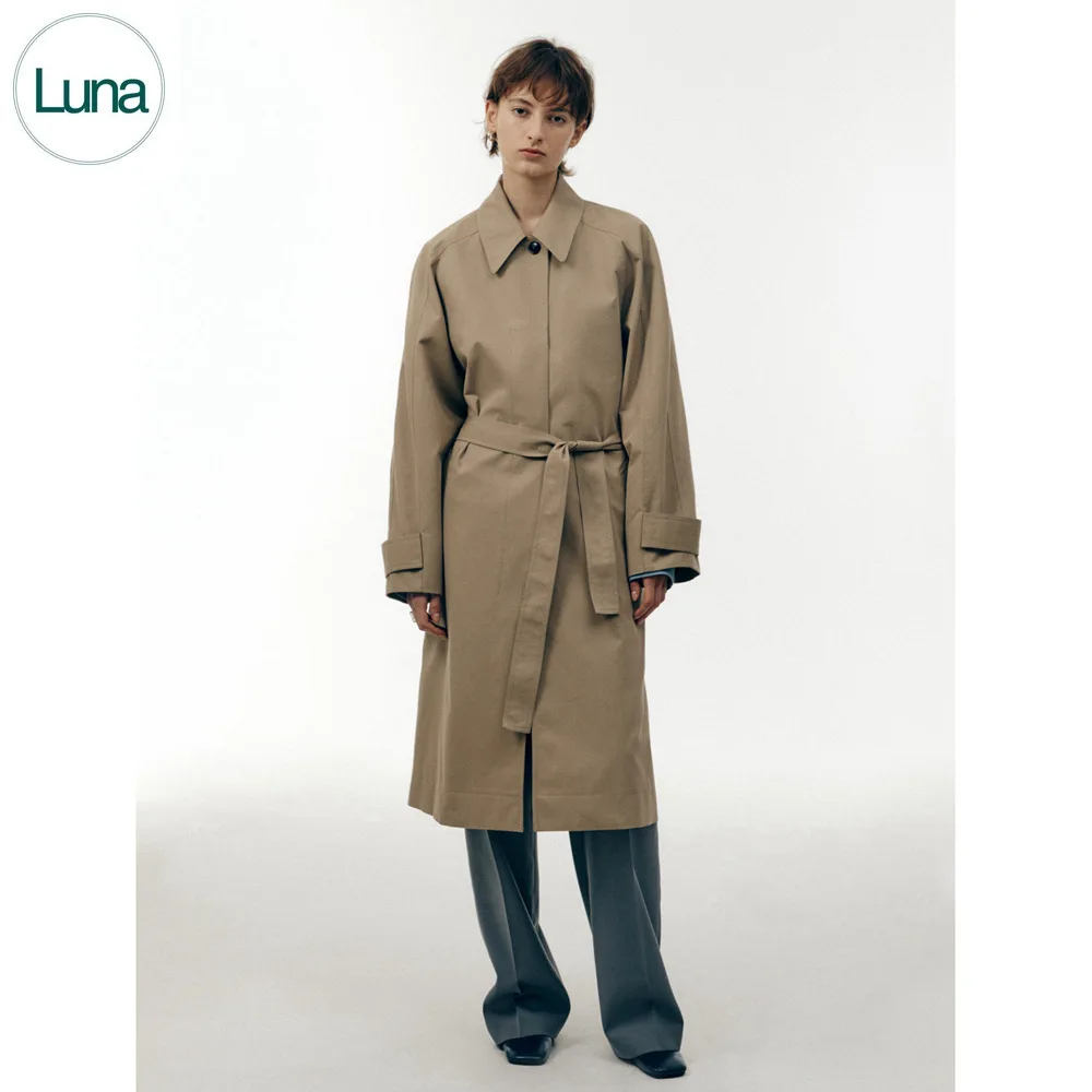 

Loose fitting windbreaker women's 2023 temperament, high-quality , simple casual waistband, medium length windbreaker jacket