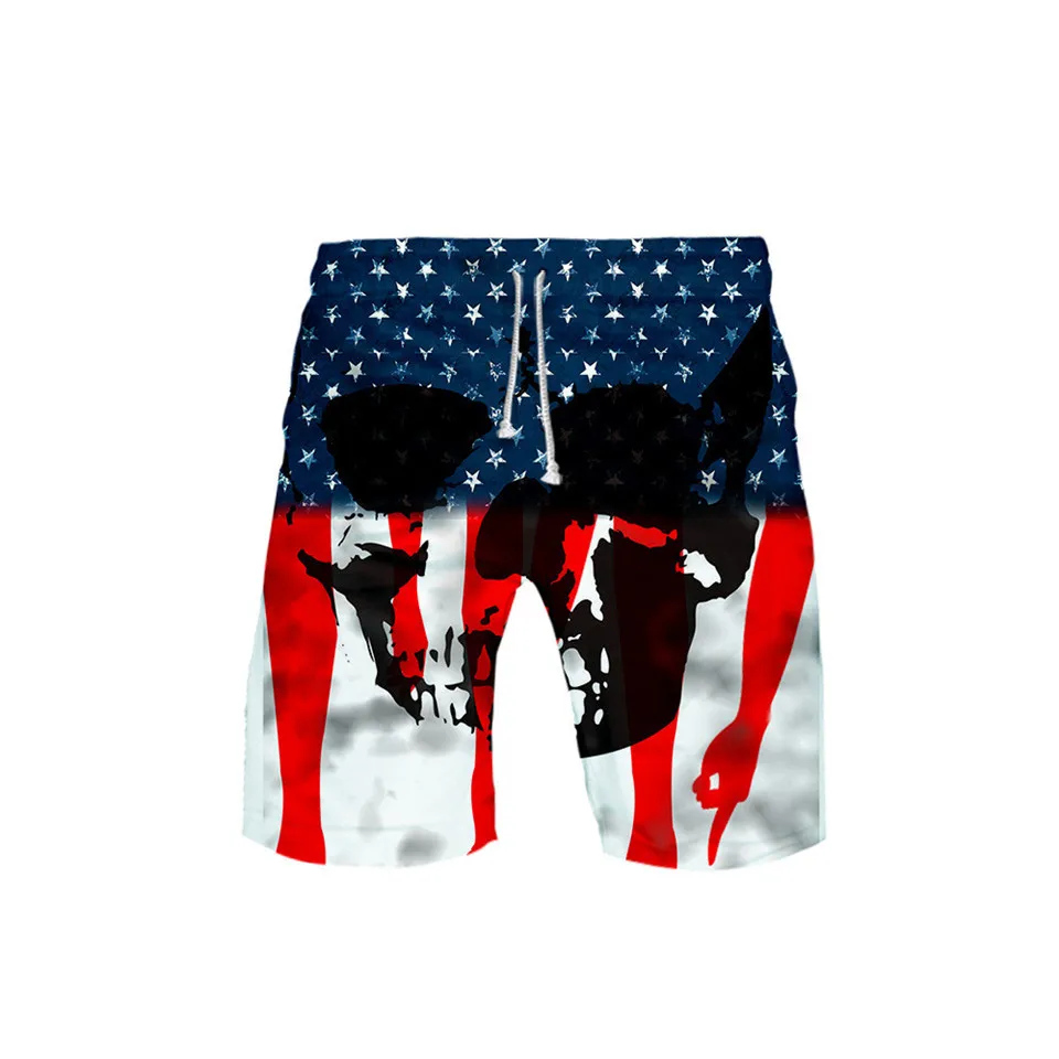

New Skull Eagle USA Flag 3D Board Shorts Trunks Summer New Quick Dry Beach Swiming Shorts Men Hip Hop Clothes Plus Size S-7XL