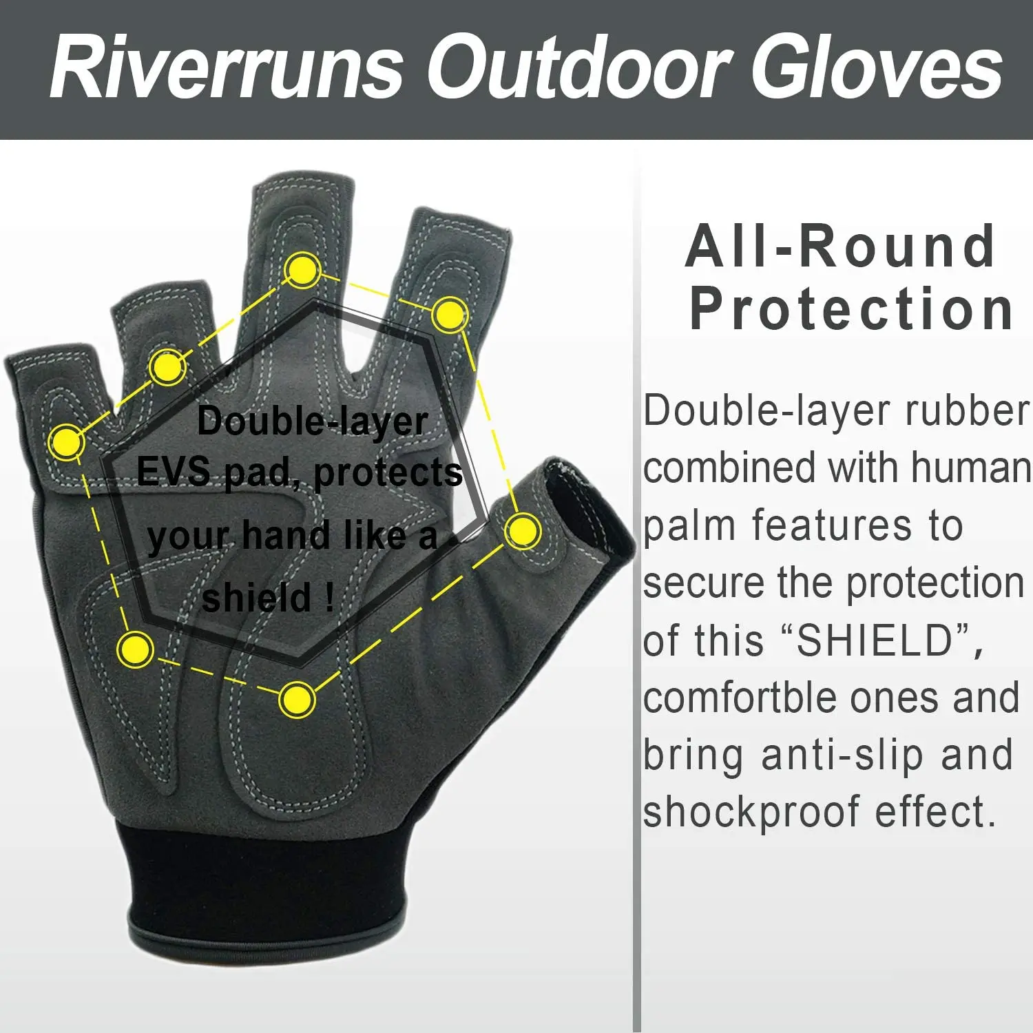 Aventik Anti Slip Shock Breathable Fingerless Fishing Gloves Sun Protection Outdoor Fishing Sailing Cycling and Hiking gloves